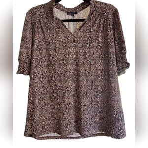 Women's Adrianna Pappel Women's Shirt Size M,  Dress up or Down Black/White/Tan